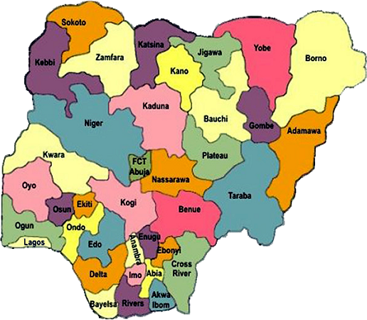 Nigeria Map with States