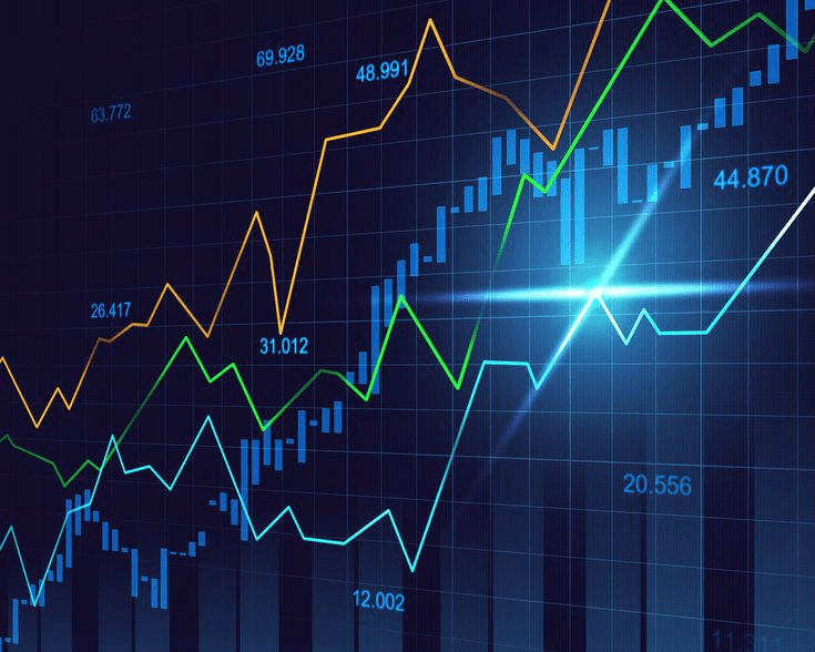 The stock market or forex trading graph with indicators display concept-min